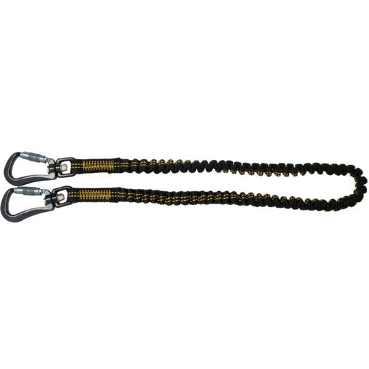 DeWalt Aluminum/Polyester Dual Carabiner Lanyard 41 in. L 15 lb. cap. Black/Yellow 1 pc