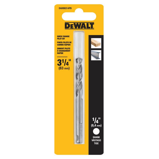 DeWalt 1/4 in. 3-1/4 in. L X 1/4 in. D Hole Saw Pilot Bit