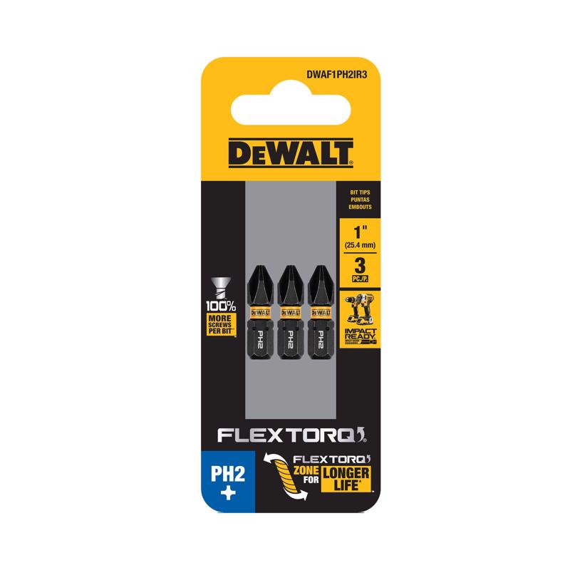 DeWalt FlexTorq Phillips #2 X 1 in. L Impact Driver Bit Set Steel 3 pc