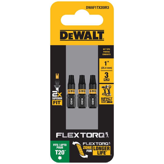 DeWalt FlexTorq Torx T20 X 1 in. L Impact Driver Bit Set Steel 3 pc