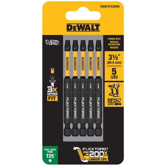 DeWalt FlexTorq Torx T25 X 3.5 in. L Screwdriver Bit Steel 5 pc