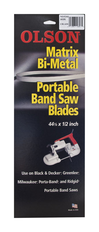 Olson 44.9 in. L X 0.5 in. W Bi-Metal Portable Band Saw Blade 18 TPI Regular teeth 3 pk