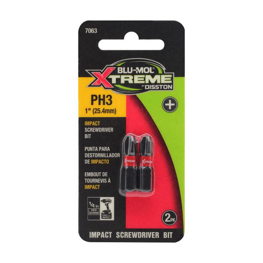 Blu-Mol Xtreme Phillips #3 X 1 in. L Screwdriver Bit S2 Tool Steel 2 pc
