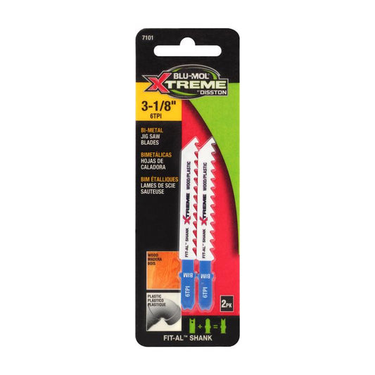 Blu-Mol Xtreme 3-1/8 in. Bi-Metal Universal Jig Saw Blade 6 TPI 2 pk