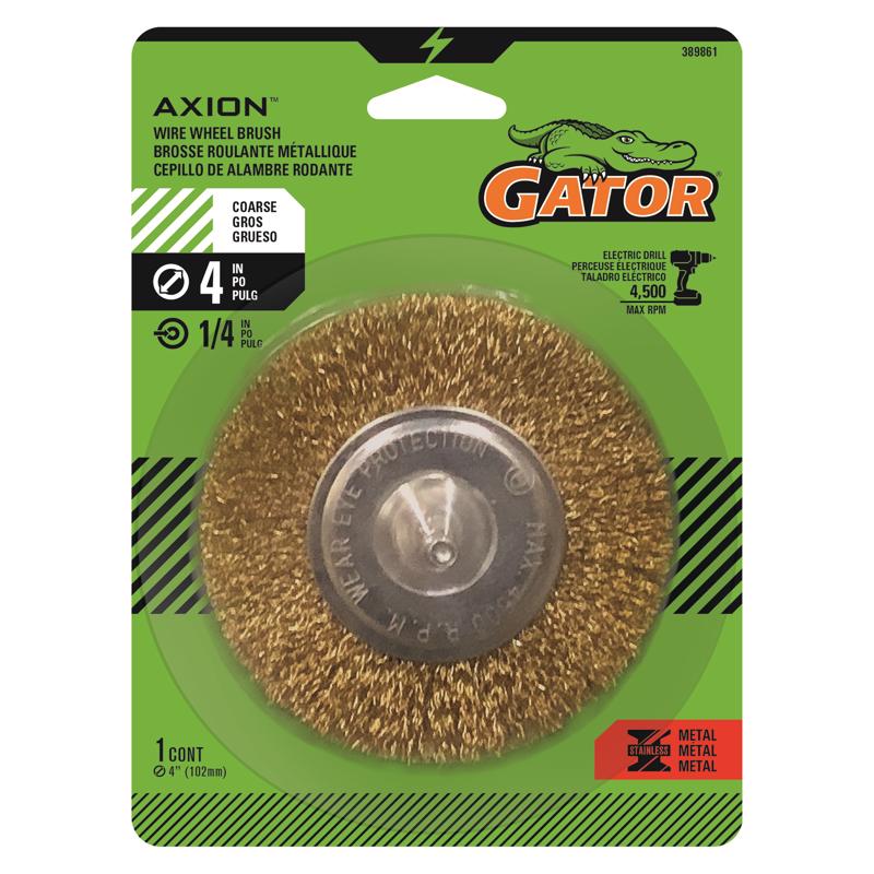 Gator 4 in. Coarse Crimped Wire Wheel Brush Brass Coated Steel 4500 rpm 1 pc
