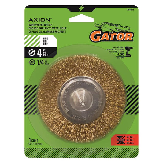 Gator 4 in. Fine Crimped Wire Wheel Brush Brass Coated Steel 4500 rpm 1 pc