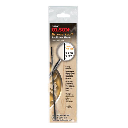 Olson 5 in. Carbon Steel Scroll Saw Blade 9.5 TPI 12 pk