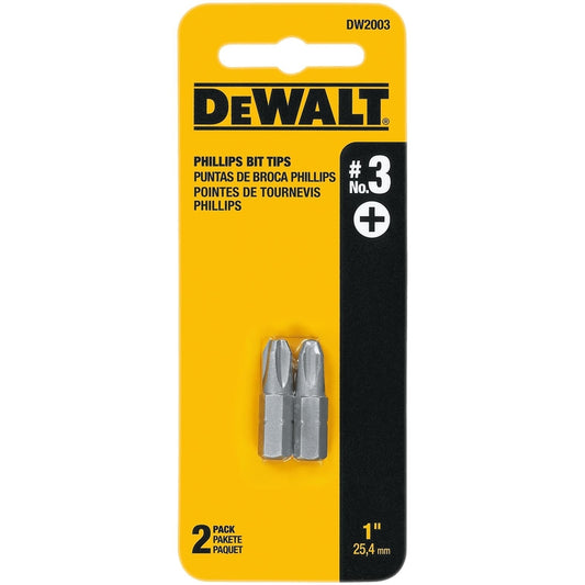 DeWalt Phillips #3 X 1 in. L Screwdriver Bit Heat-Treated Steel 2 pc