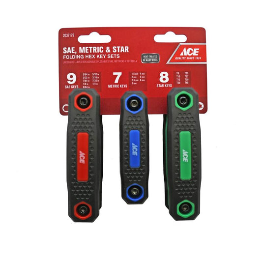 Ace Metric and SAE Ergo Fold Hex Key Sets 3 pc