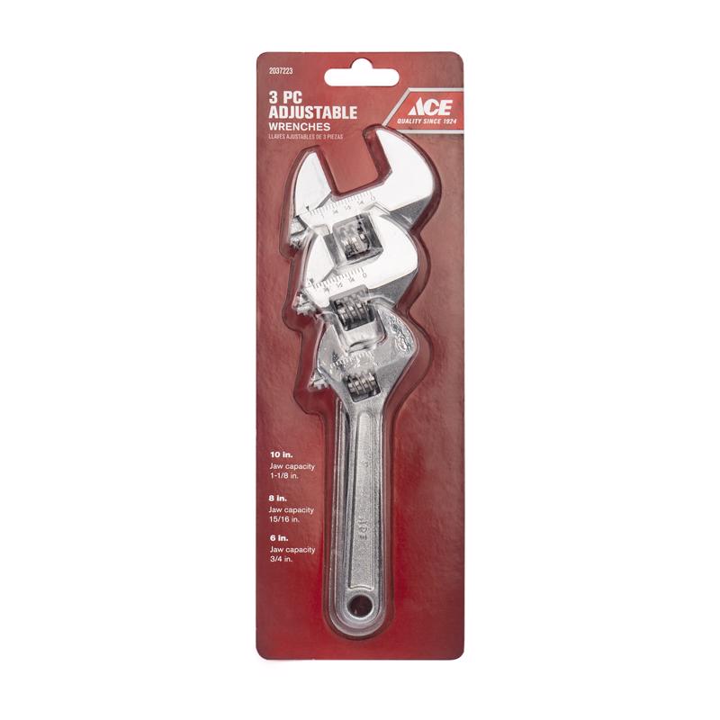 Ace Adjustable Wrench Set 3 pc