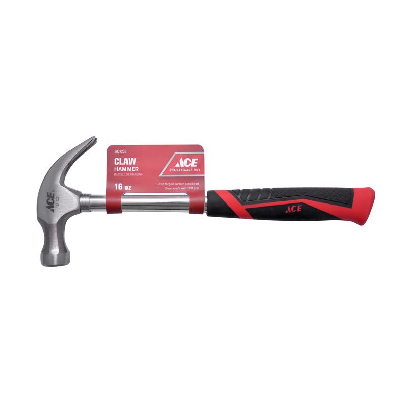 Ace 16 oz Smooth Face Claw Hammer 10 in. Steel Handle