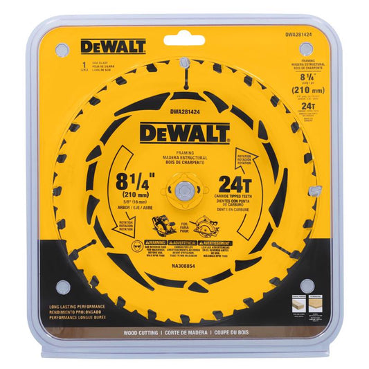 DeWalt 8-1/4 in. D X 5/8 in. Tungsten Carbide Tipped Circular Saw Blade 24 teeth 1 pk