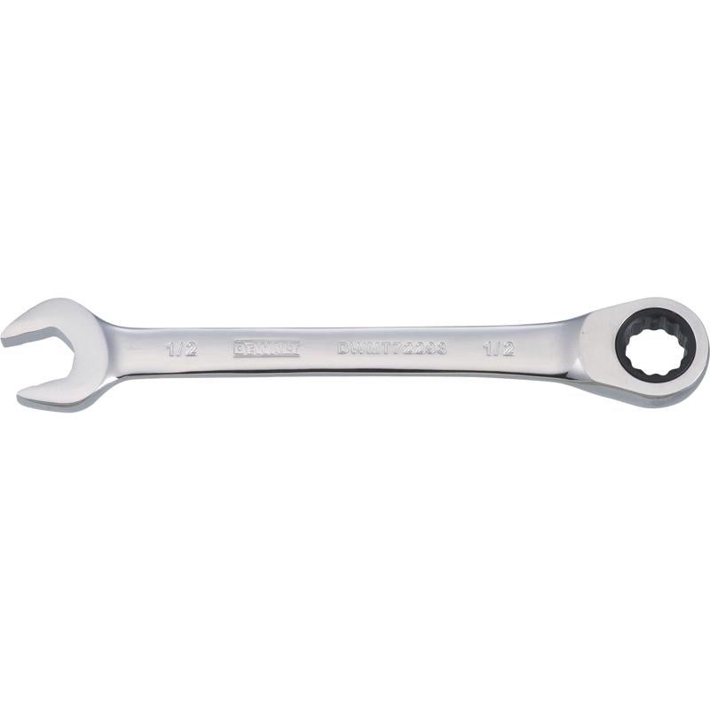 DeWalt 1/2 in. X 1/2 in. SAE Ratcheting Combination Wrench 6-5/32 in. L 1 pc