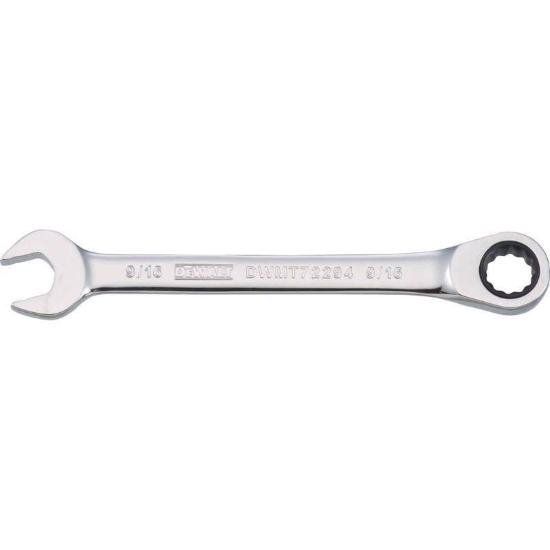 DeWalt 9/16 in. X 9/16 in. SAE Ratcheting Combination Wrench 7-5/32 in. L 1 pc