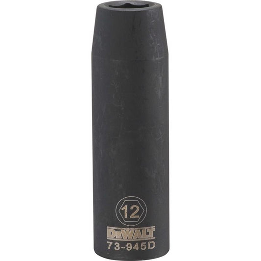 DeWalt 12 mm X 1/2 in. drive Metric 6 Point Deep Impact Socket 1 pc