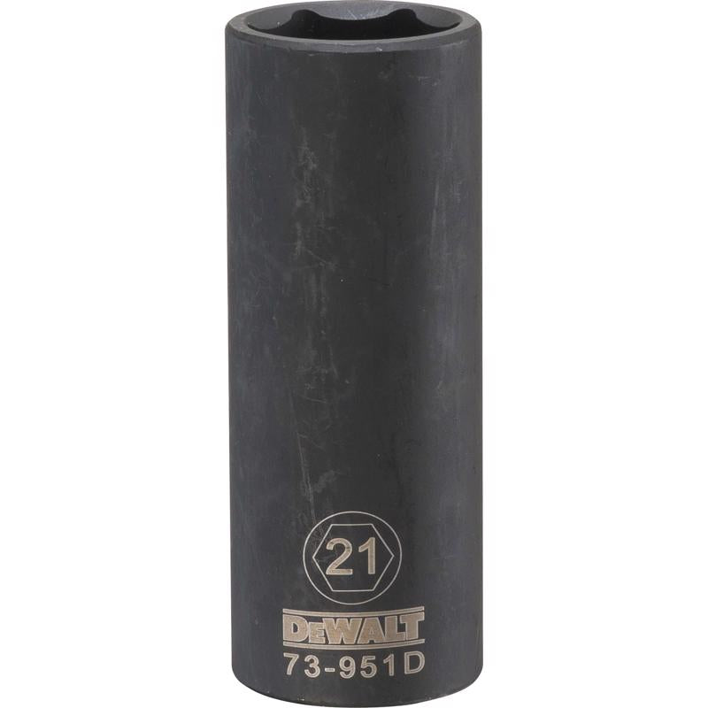 DeWalt 21 mm X 1/2 in. drive Metric 6 Point Deep Impact Socket 1 pc