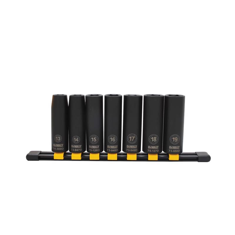 DeWalt 1/2 mm X 1/2 in. drive Metric 6 Point Deep Impact Socket Set 7 pc