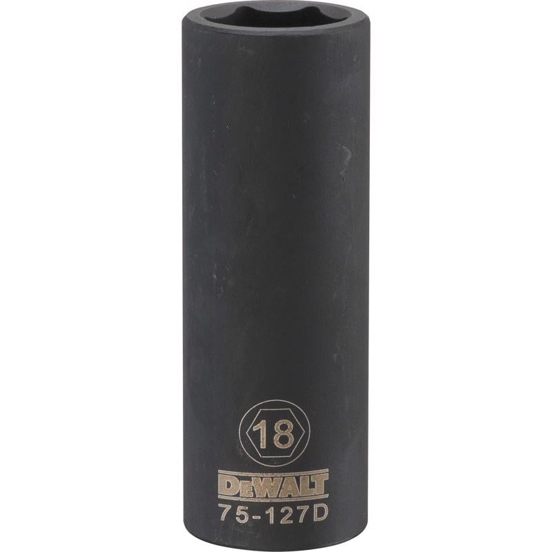 DeWalt 18 mm X 1/2 in. drive Metric 6 Point Deep Impact Socket 1 pc