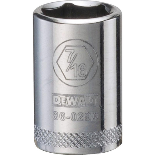 DeWalt 7/16 in. X 1/4 in. drive SAE 6 Point Socket 1 pc