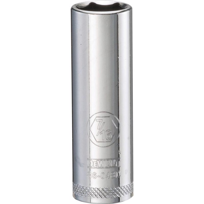 DeWalt 7/16 in. X 1/4 in. drive SAE 6 Point Deep Socket 1 pc