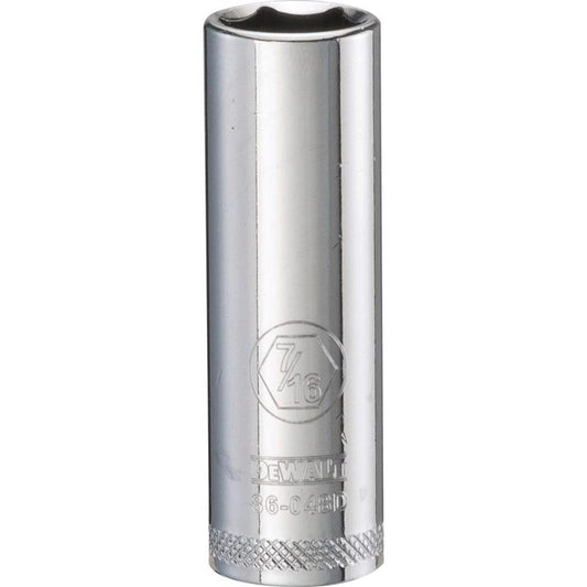 DeWalt 7/16 in. X 1/4 in. drive SAE 6 Point Deep Socket 1 pc