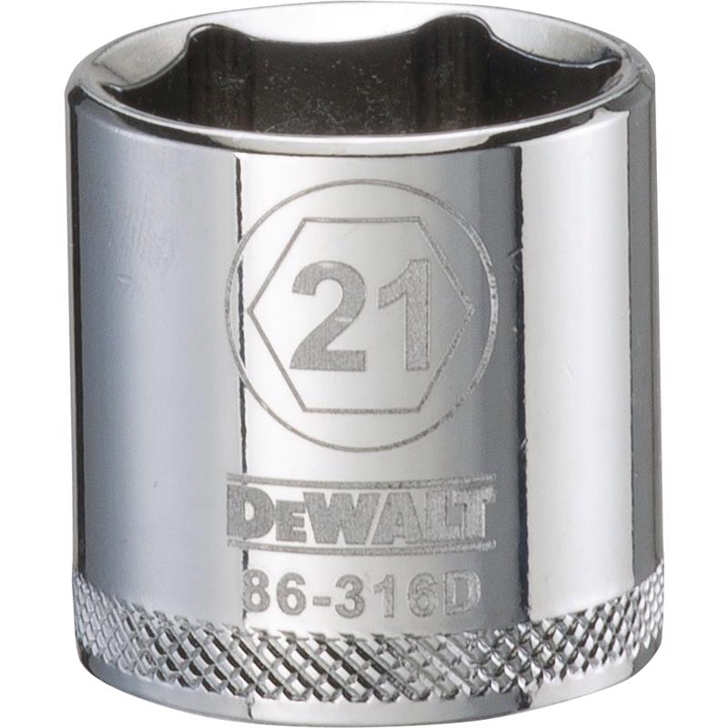 DeWalt 21 mm X 3/8 in. drive Metric 6 Point Socket 1 pc