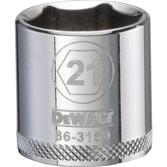 DeWalt 21 mm X 3/8 in. drive Metric 6 Point Socket 1 pc