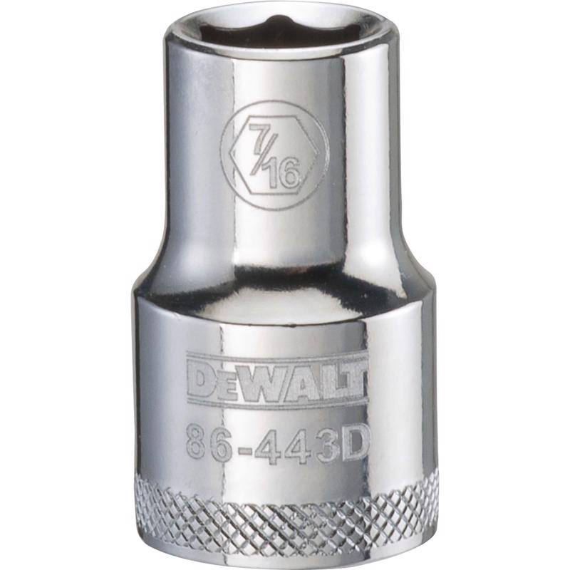 DeWalt 7/16 in. X 1/2 in. drive SAE 6 Point Socket 1 pc