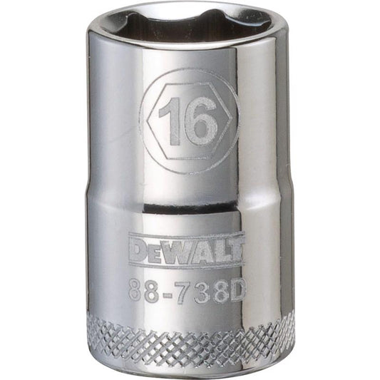DeWalt 16 mm X 1/2 in. drive Metric 6 Point Socket 1 pc