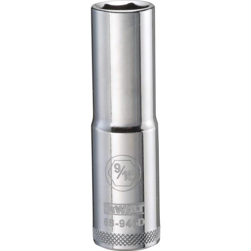 DeWalt 9/16 in. X 1/2 in. drive SAE 6 Point Deep Socket 1 pc