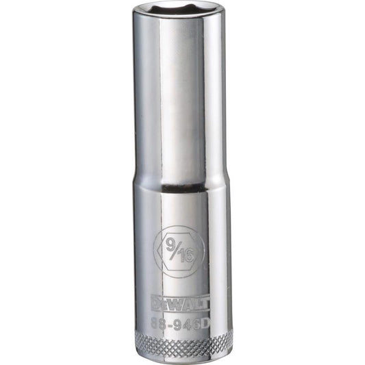 DeWalt 9/16 in. X 1/2 in. drive SAE 6 Point Deep Socket 1 pc