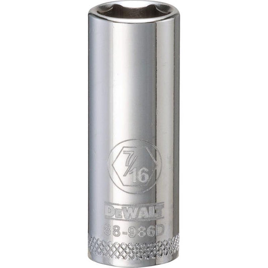DeWalt 7/16 in. X 3/8 in. drive SAE 6 Point Deep Socket 1 pc