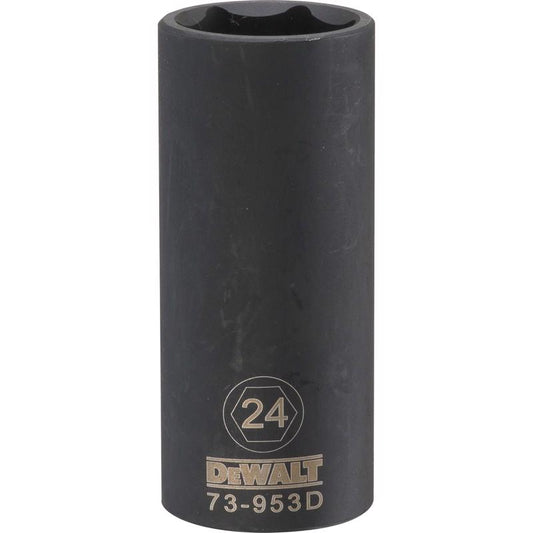 DeWalt 24 mm X 1/2 in. drive Metric 6 Point Deep Impact Socket 1 pc
