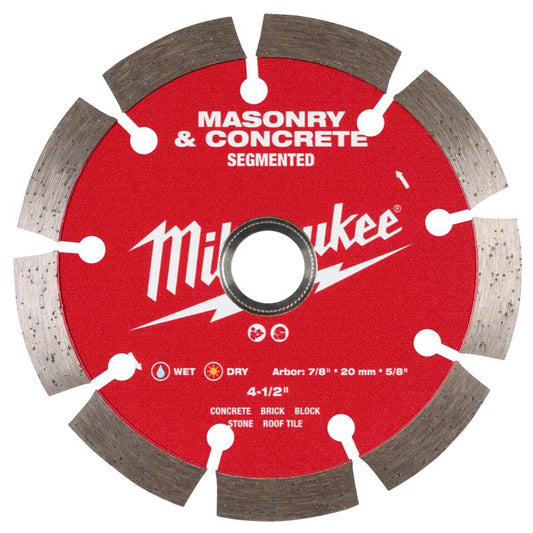 Milwaukee 4-1/2 in. D X 7/8-5/8 in. Diamond Segmented Rim Diamond Saw Blade 1 pk