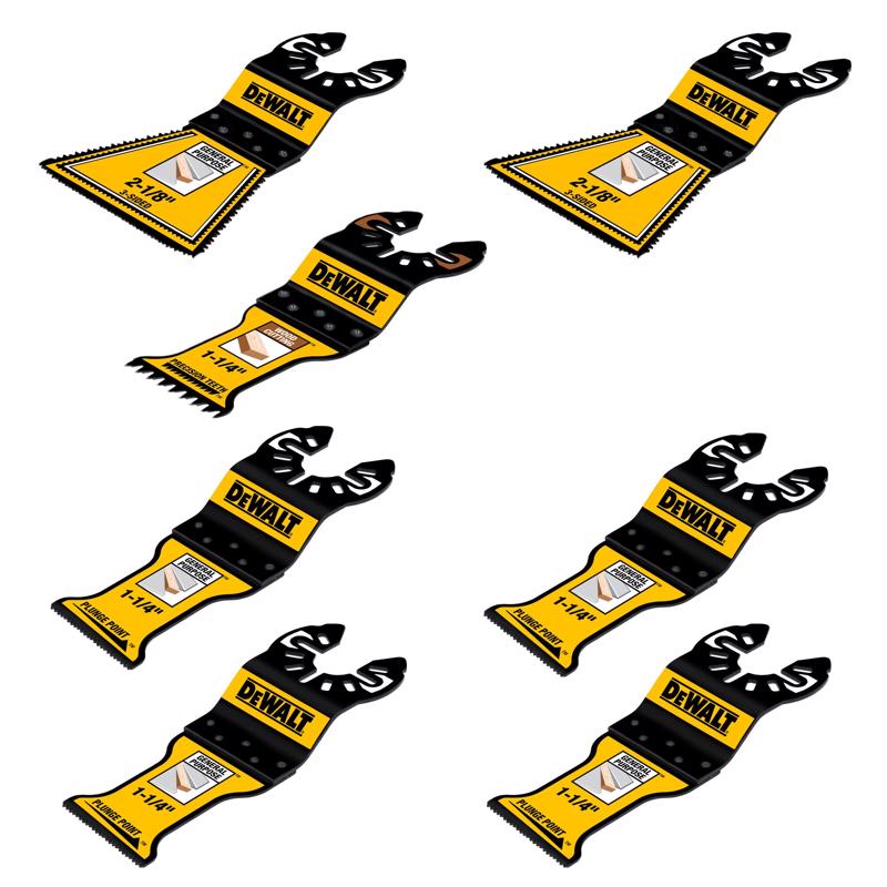 DeWalt 2-1/8 in. W Bi-Metal 3-Sided/PlungePoint/Precision Teeth Oscillating Blade Set 7 pc