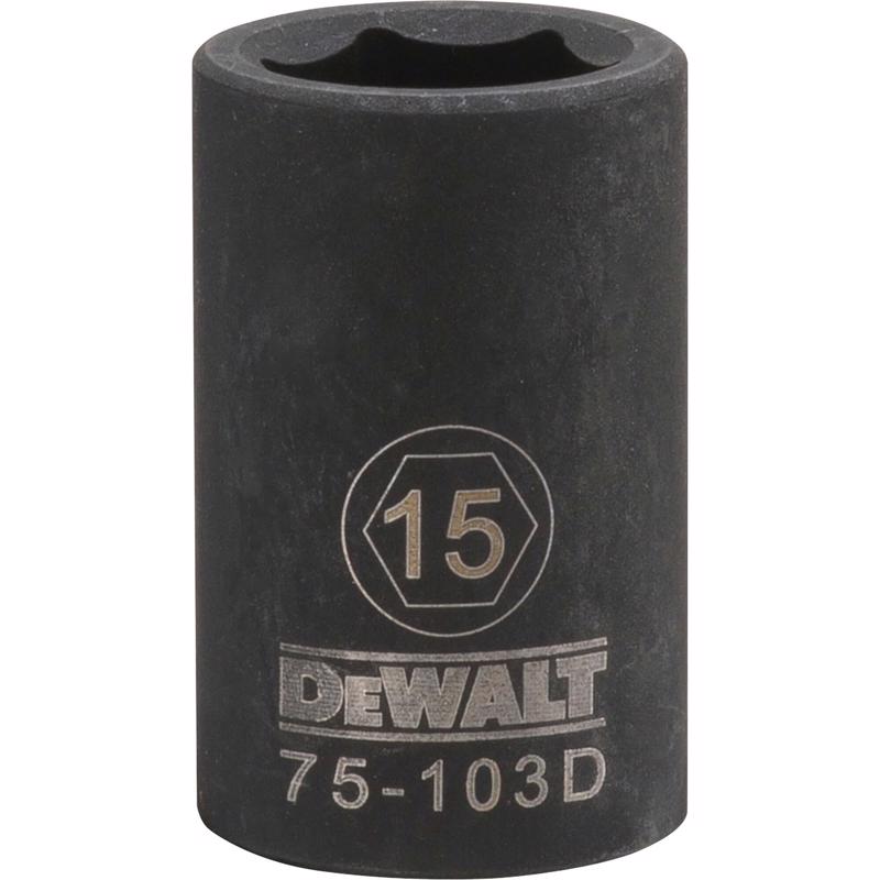 DeWalt 15 mm X 1/2 in. drive Metric 6 Point Impact Socket 1 pc