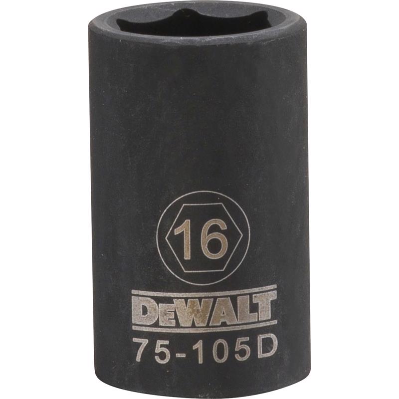 DeWalt 16 mm X 1/2 in. drive Metric 6 Point Impact Socket 1 pc
