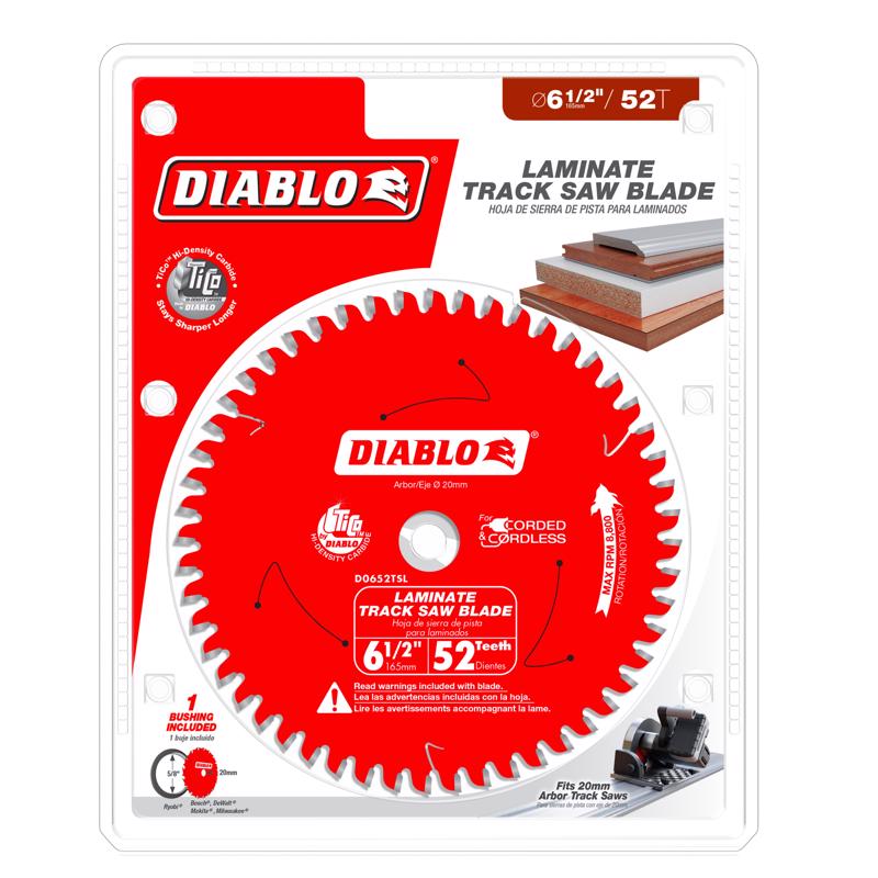 Diablo 6-1/2 in. D X 20 mm Carbide Tipped Track Saw Blade 52 teeth 1 pk