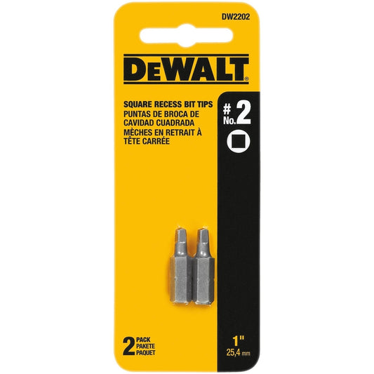 DeWalt Square Recess #2 X 1 in. L Screwdriver Bit Heat-Treated Steel 2 pc