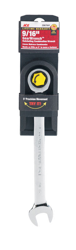 Ace Pro Series GearWrench 9/16 in. X 9/16 in. SAE Combination Wrench 7.5 in. L 1 pc