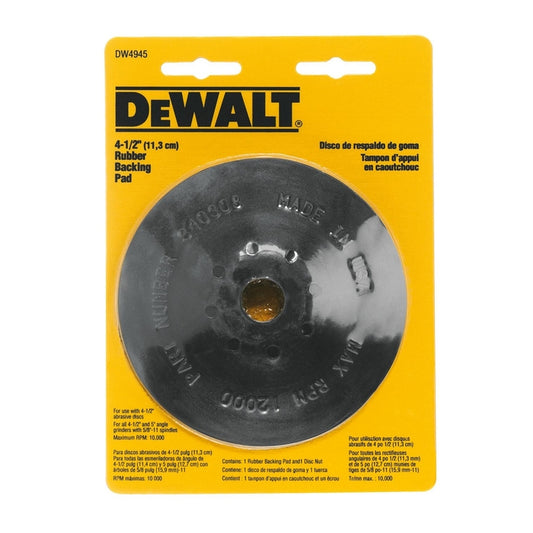 DeWalt 4-1/2 in. D Rubber Backing Pad 5/8 in.-11 12000 rpm 1 pc