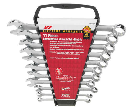 Ace Wrench Locker Metric Wrench Set 11.5 in. L 11 pc