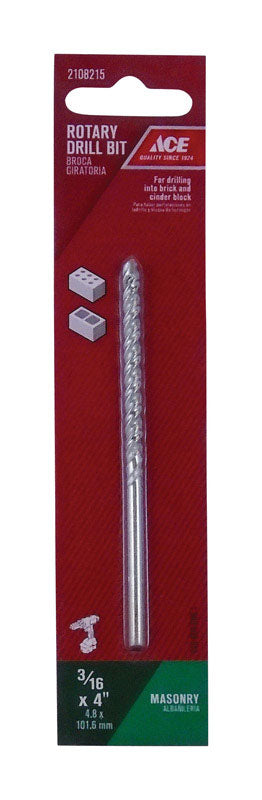 Ace 3/16 in. X 4 in. L Steel Rotary Drill Bit Straight Shank 1 pc