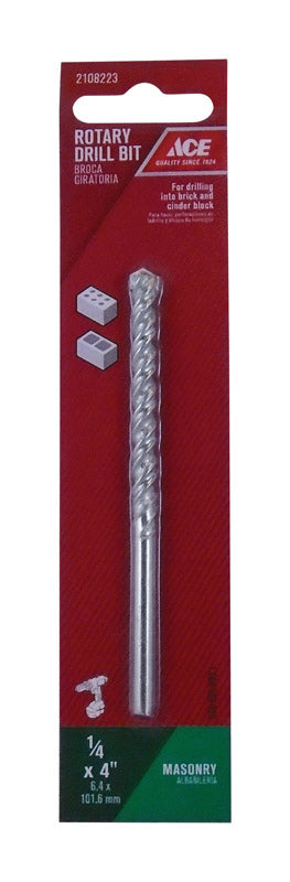 Ace 1/4 in. X 4 in. L Steel Rotary Drill Bit Straight Shank 1 pc