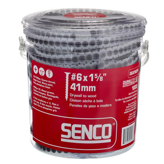 Senco DuraSpin No. 6 Sizes X 1-5/8 in. L Phillips Coarse Collated Drywall Screws 1000 pk