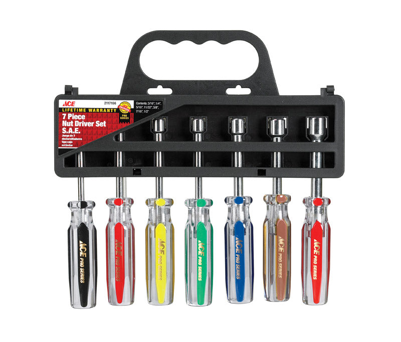 Ace Pro Series Multi Size SAE 6 Point Nut Driver Set 7 in. L 7 pc
