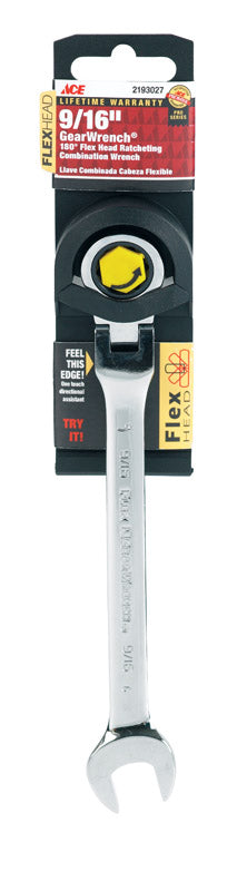 Ace Pro Series GearWrench 9/16 in. X 9/16 in. SAE Flex Head Combination Wrench 7.55 in. L 1 pc