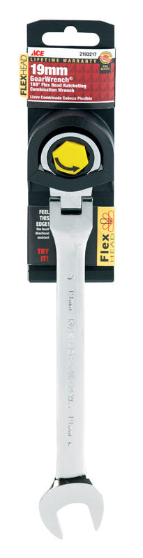 Ace Pro Series GearWrench 19 mm X 19 mm Metric Flex Head Combination Wrench 9.8 in. L 1 pc