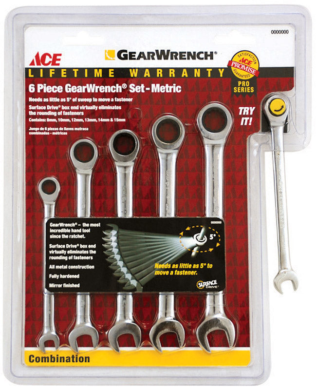 Ace Metric Gearwrench Set 7.89 in. L 6 pc