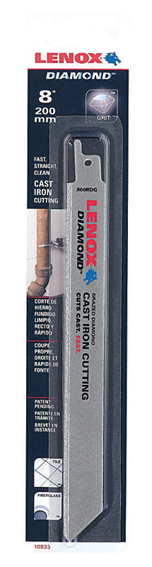 Lenox 8 in. Diamond Grit Reciprocating Saw Blade Grit TPI 1 pk